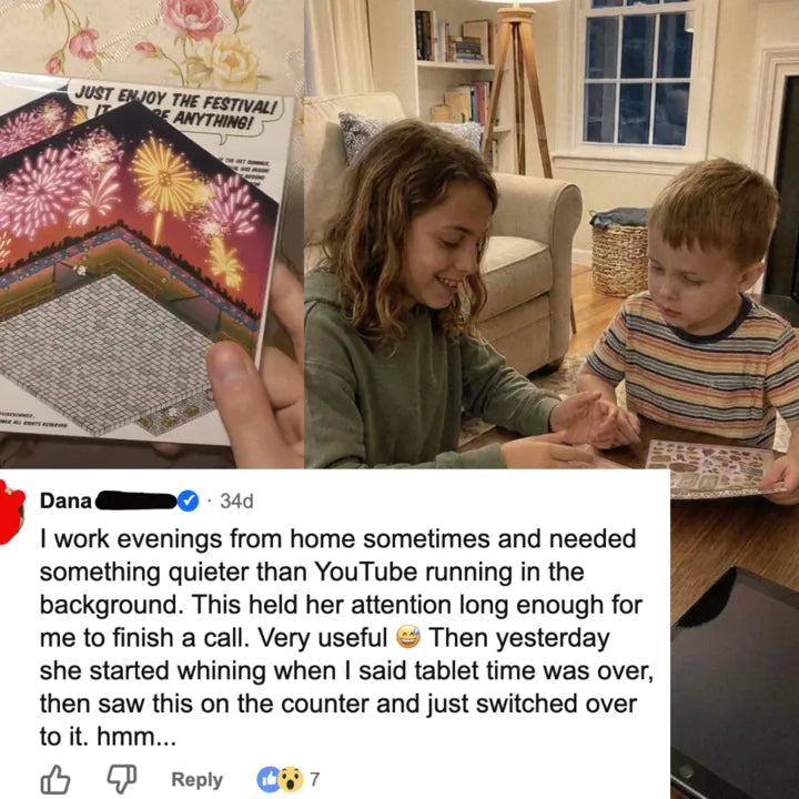 Customer review showing siblings creating a miniature room together